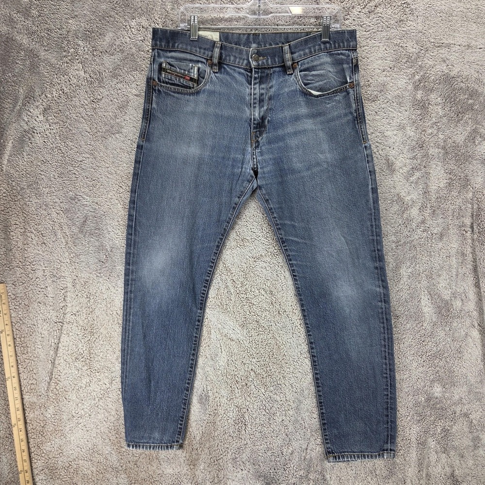 Diesel Jeans Mens 34x28 Blue D-Strukt Slim Tapered Zip Fly Medium Wash 009HF